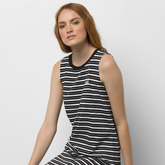 NWT Vans Mini Check Tank Midi Striped Dress - Picture 2 of 3